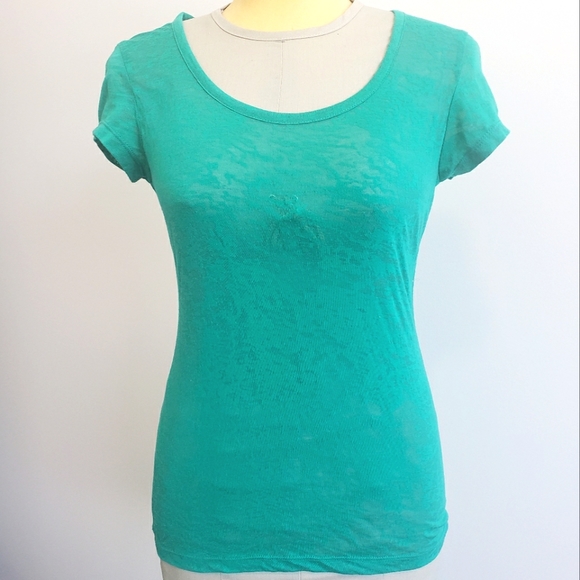 Jules & James Jade Green Burnout Tee Shirt - Picture 1 of 4
